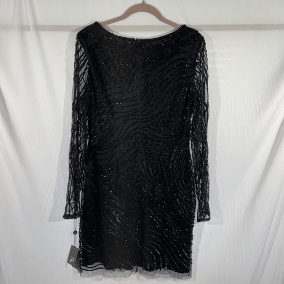 NWT Adrianna Papell [ 12 ]‎ Sequin Beaded Long Sleeve Dress in Black - Picture 10 of 12